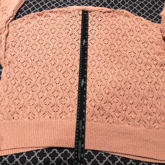 Zara Womens Open Knit Button Cardigan Sz Medium 100% Cotton Coral Pink L1 - Picture 8 of 8